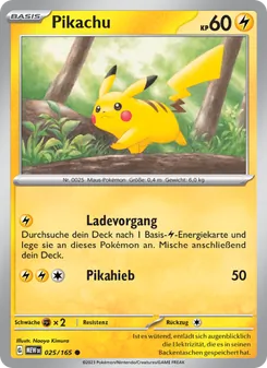 Karte Pikachu aus 151, Nummer 025/165