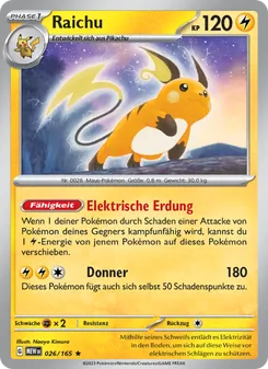 Karte Raichu aus 151, Nummer 026/165