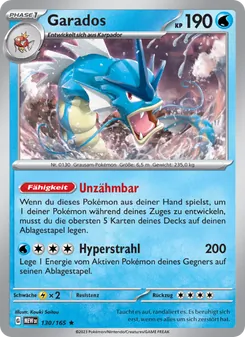 Karte Garados aus 151, Nummer 130/165