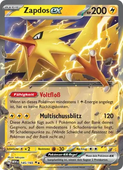 Karte Zapdos-ex aus 151, Nummer 145/165