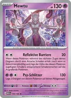 Karte Mewtu aus 151, Nummer 150/165