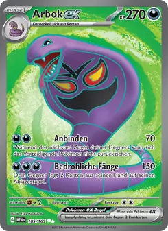 Karte Arbok-ex aus 151, Nummer 185/165