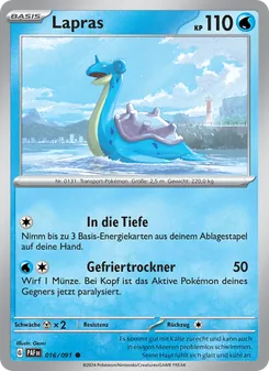 Karte Lapras aus Paldeas Schicksale, Nummer 016/91