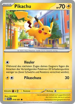 Karte Pikachu aus Paldeas Schicksale, Nummer 018/91