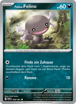 Karte Paldea-Felino aus Paldeas Schicksale, Nummer 058/91