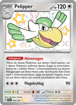 Karte Pelipper aus Paldeas Schicksale, Nummer 204/91