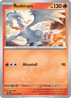Karte Reshiram aus Stellarkrone, Nummer 022/142