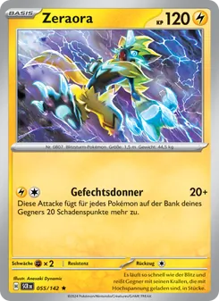 Karte Zeraora aus Stellarkrone, Nummer 055/142