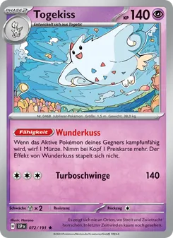 Karte Togekiss aus Stürmische Funken, Nummer 072/191