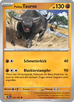 Karte Paldea-Tauros aus Stürmische Funken, Nummer 101/191