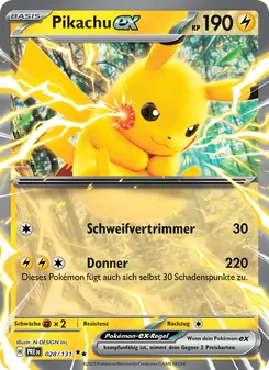 Karte Pikachu-ex aus Prismatische Entwicklungen, Nummer 028/131