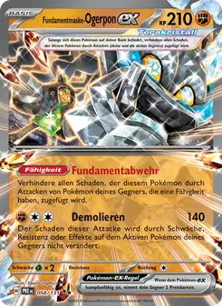 Karte Fundamentmaske-Ogerpon-ex aus Prismatische Entwicklungen, Nummer 058/131