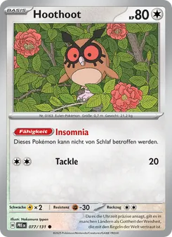 Karte Hoothoot aus Prismatische Entwicklungen, Nummer 077/131