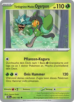 Karte Türkisgrüne-Maske-Ogerpon aus Ewige Rivalen, Nummer 026/182