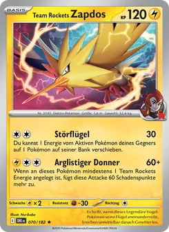 Karte Team Rockets Zapdos aus Ewige Rivalen, Nummer 070/182