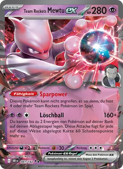 Karte Team Rockets Mewtu-ex aus Ewige Rivalen, Nummer 081/182