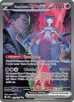 Karte Team Rockets Mewtu-ex aus Ewige Rivalen, Nummer 231/182