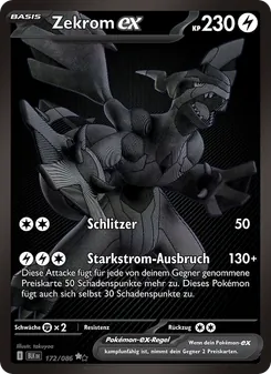 Karte Zekrom-ex aus Schwarze Blitze, Nummer 172/86