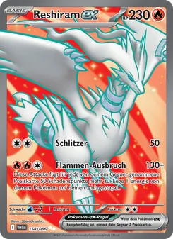 Karte Reshiram-ex aus Weiße Flammen, Nummer 158/86