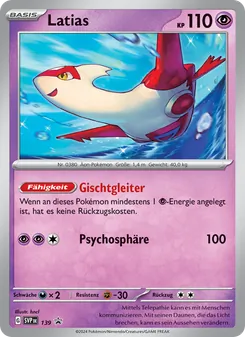 Karte Latias aus SVP Black Star Promos, Nummer 139/225