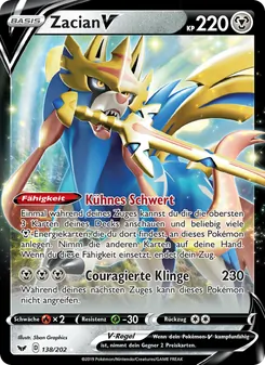 Karte Zacian V aus Schwert & Schild, Nummer 138/202