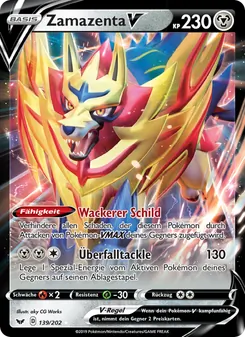 Karte Zamazenta V aus Schwert & Schild, Nummer 139/202