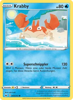 Karte Krabby aus Schwert & Schild, Nummer 43/202