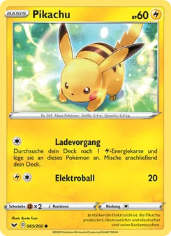 Karte Pikachu aus Schwert & Schild, Nummer 65/202