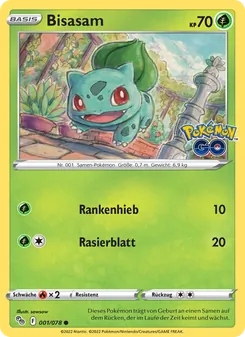 Karte Bisasam aus Pokémon GO, Nummer 001/78