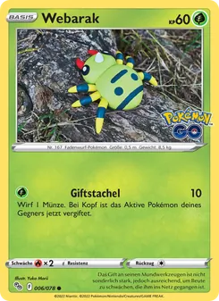 Karte Webarak aus Pokémon GO, Nummer 006/78