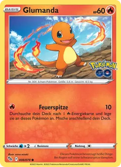 Karte Glumanda aus Pokémon GO, Nummer 008/78