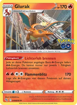 Karte Glurak aus Pokémon GO, Nummer 010/78