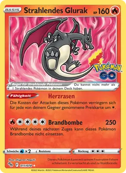 Karte Strahlendes Glurak aus Pokémon GO, Nummer 011/78