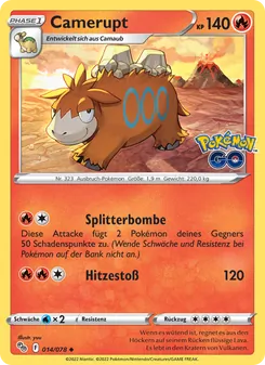 Karte Camerupt aus Pokémon GO, Nummer 014/78