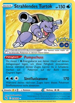 Karte Strahlendes Turtok aus Pokémon GO, Nummer 018/78