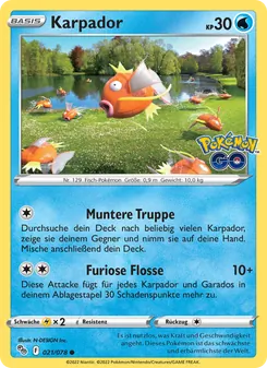 Karte Karpador aus Pokémon GO, Nummer 021/78