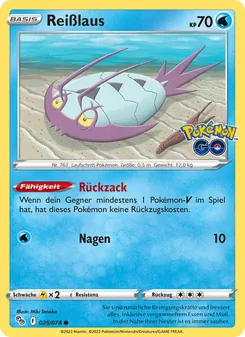 Karte Reißlaus aus Pokémon GO, Nummer 025/78