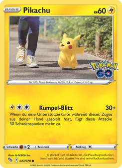 Karte Pikachu aus Pokémon GO, Nummer 027/78