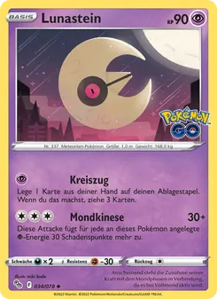 Karte Lunastein aus Pokémon GO, Nummer 034/78