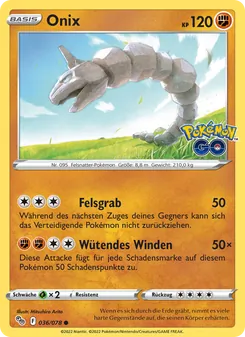 Karte Onix aus Pokémon GO, Nummer 036/78