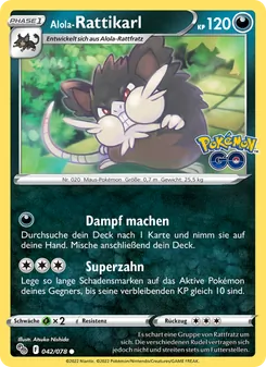 Karte Alola-Rattikarl aus Pokémon GO, Nummer 042/78