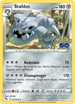 Karte Stahlos aus Pokémon GO, Nummer 044/78