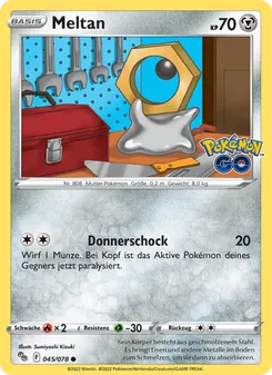 Karte Meltan aus Pokémon GO, Nummer 045/78
