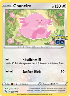 Karte Chaneira aus Pokémon GO, Nummer 051/78