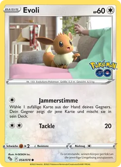 Karte Evoli aus Pokémon GO, Nummer 054/78