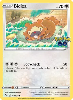 Karte Bidiza aus Pokémon GO, Nummer 059/78
