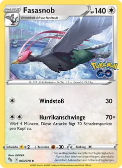 Karte Fasasnob aus Pokémon GO, Nummer 063/78