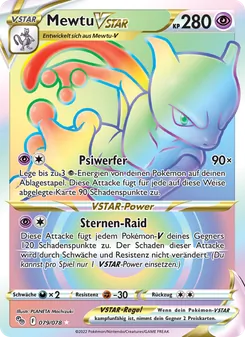 Karte Mewtu VSTAR aus Pokémon GO, Nummer 079/78