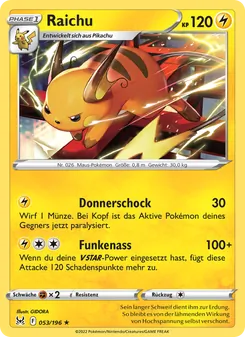 Karte Raichu aus Verlorener Ursprung, Nummer 053/196