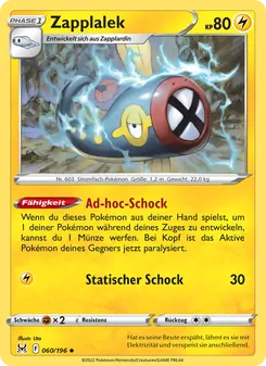Karte Zapplalek aus Verlorener Ursprung, Nummer 060/196
